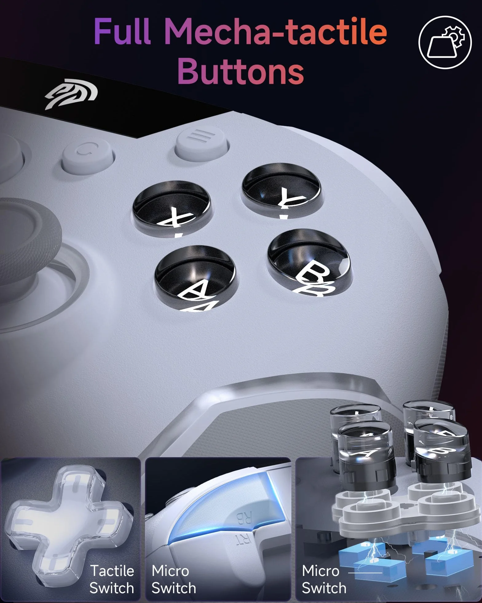 EasySMX X20 Bezprzewodowy Kontroler PC z RGB/Hall Joystick i Triggerem, Kontroler Switch Bluetooth z Akumulatorem 1000mAh, Kontroler do Telefonu dla PC/Switch/Urządzeń Android/iOS/Steam