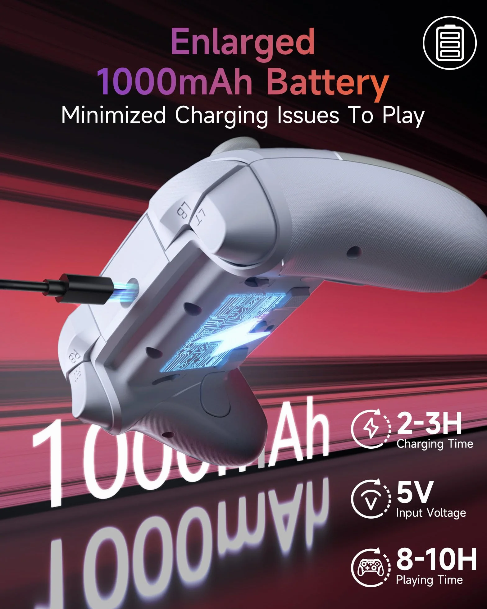 EasySMX X20 Bezprzewodowy Kontroler PC z RGB/Hall Joystick i Triggerem, Kontroler Switch Bluetooth z Akumulatorem 1000mAh, Kontroler do Telefonu dla PC/Switch/Urządzeń Android/iOS/Steam