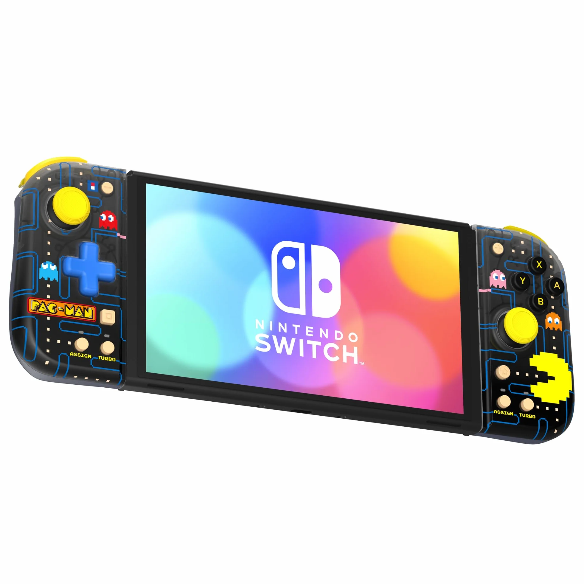 Hori Split Pad Compact (Pacman) - Ergonomiczny kontroler trybu przenośnego dla Nintendo Switch i OLED - Oficjalna licencja Nintendo