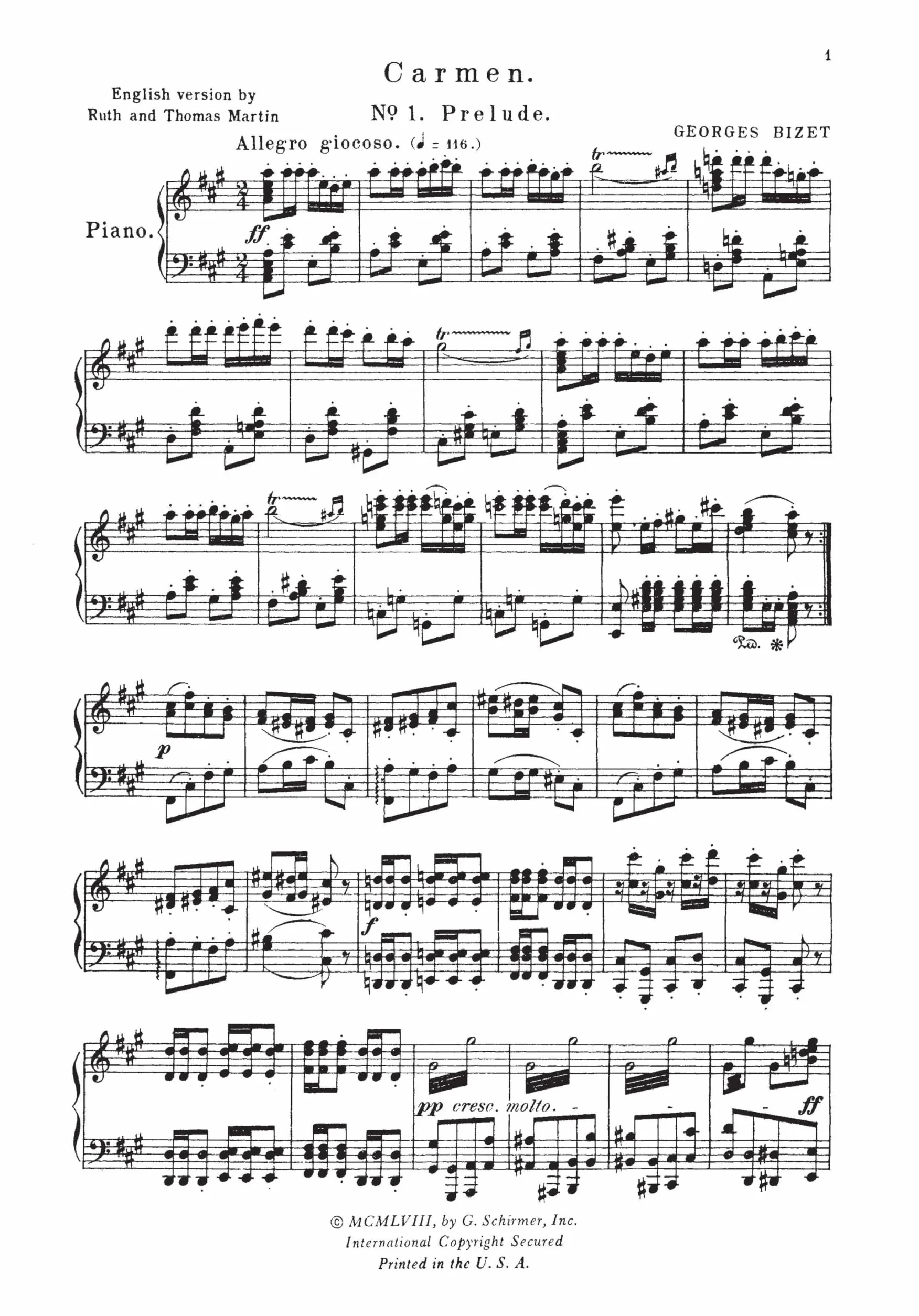 Georges bizet : carmen - reduction pour voix et piano: Opera in Four Acts