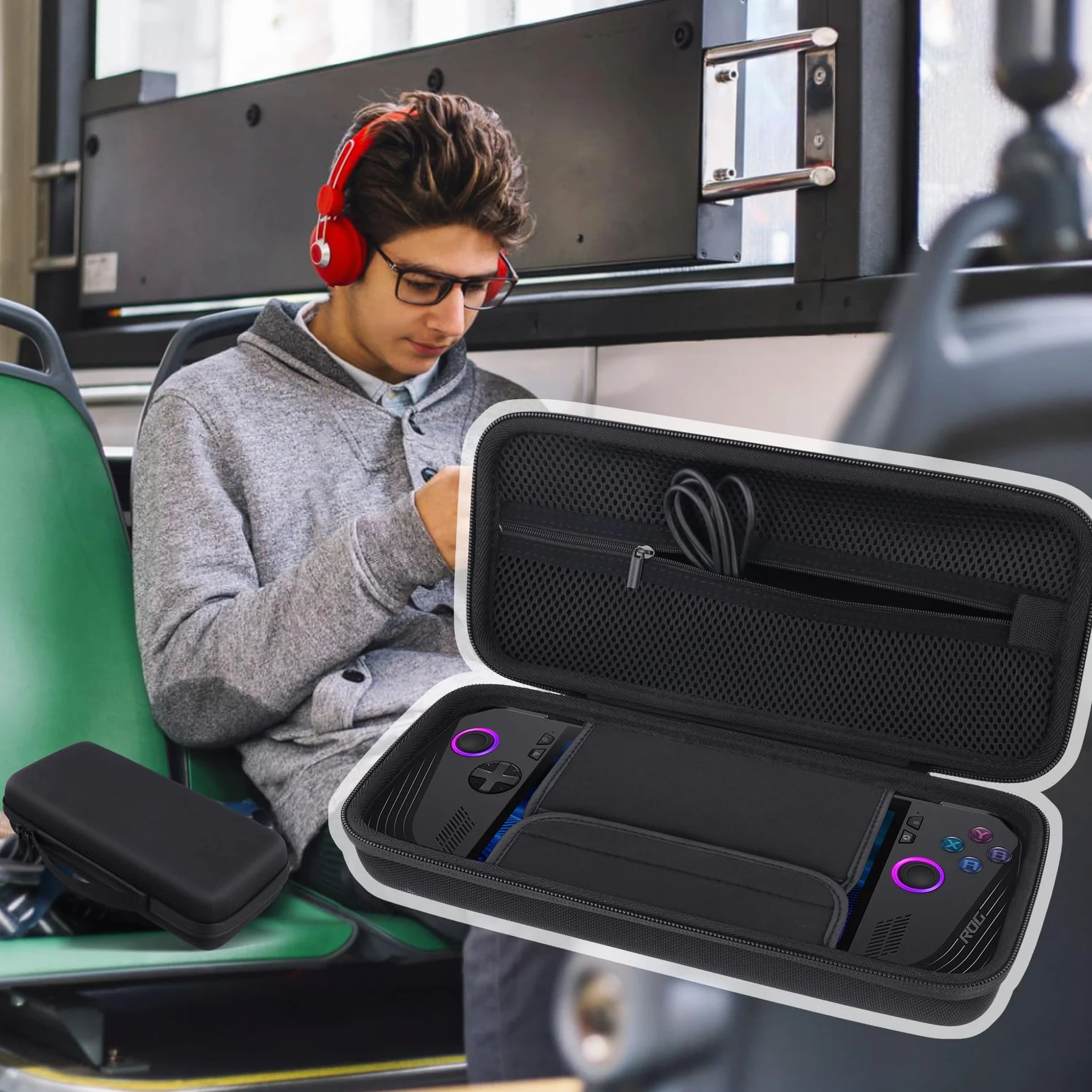 co2CREA Etui podróżne do konsoli do gier ASUS ROG Ally/ASUS ROG Ally X 2024, Czarny, For ROG Ally X 2024, Nowoczesny
