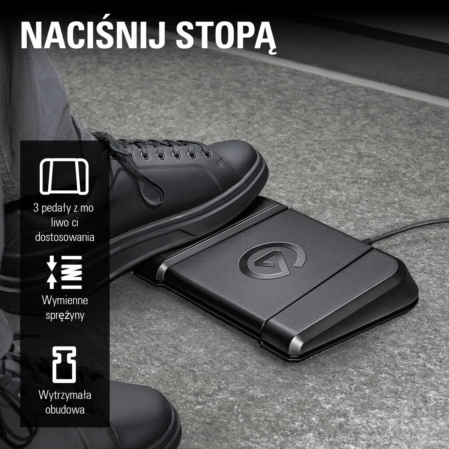 Elgato Stream Deck Pedal – kontroler do studia niewymagający użycia rąk, 3 przełączniki nożne makro, wyzwalanie działań w aplikacjach, takim jak OBS, Twitch, YouTube, działa z komputerami Mac, PC