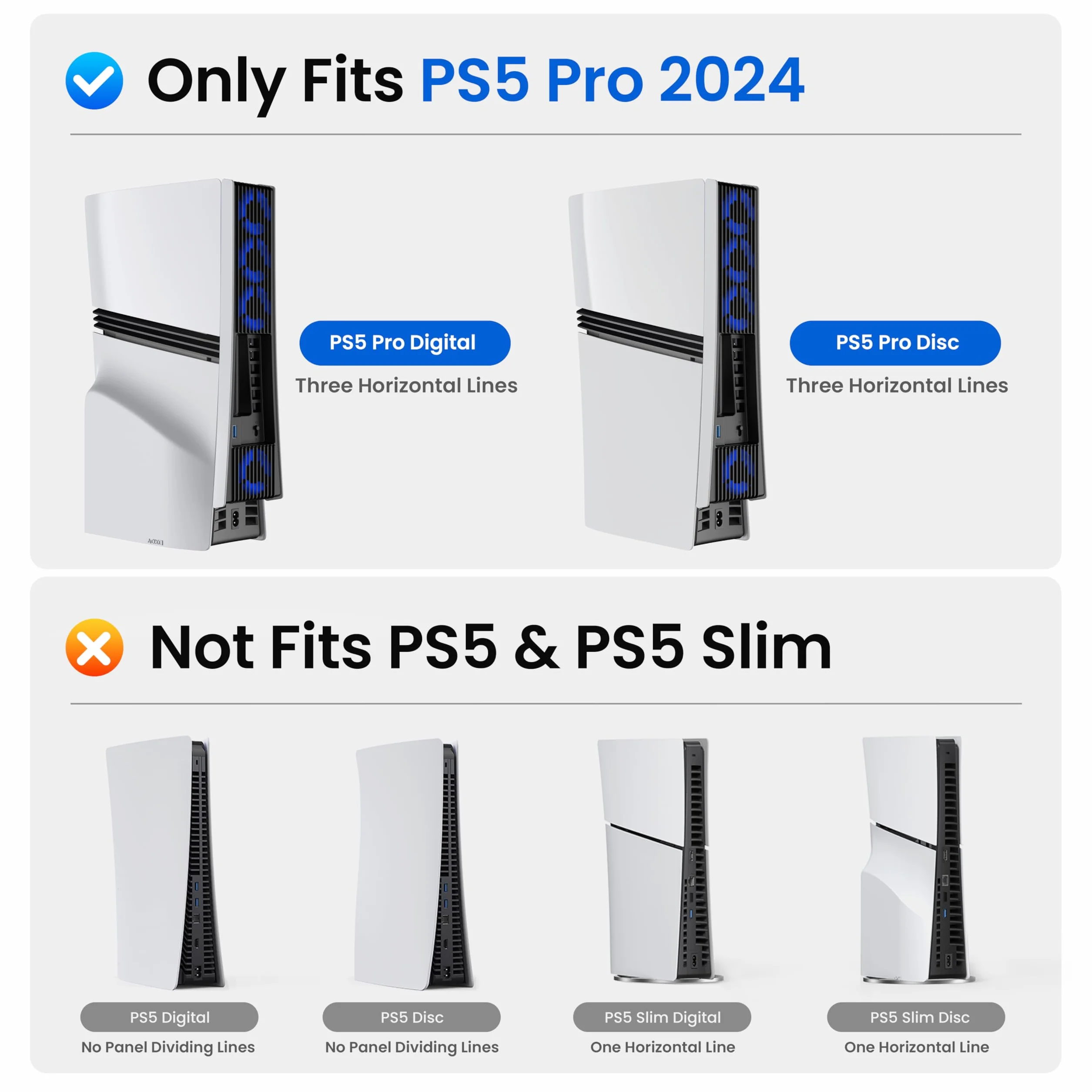 KIWIHOME Ulepszony wentylator chłodzący do PS5 Pro z 4 wentylatorami i 36 łopatkami, cichszy chłodnik z regulowaną prędkością, automatyczne włączanie/wyłączanie, port USB 3.0 i LED, nie do PS5 2020