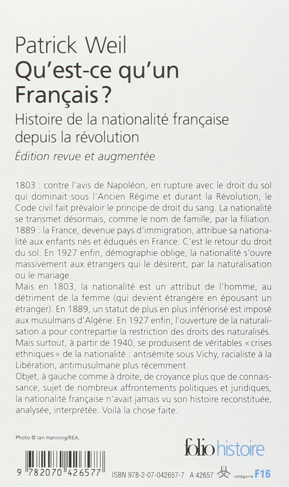 Qu'est-ce qu'un Français ?: Histoire de la nationalité française depuis la Révolution