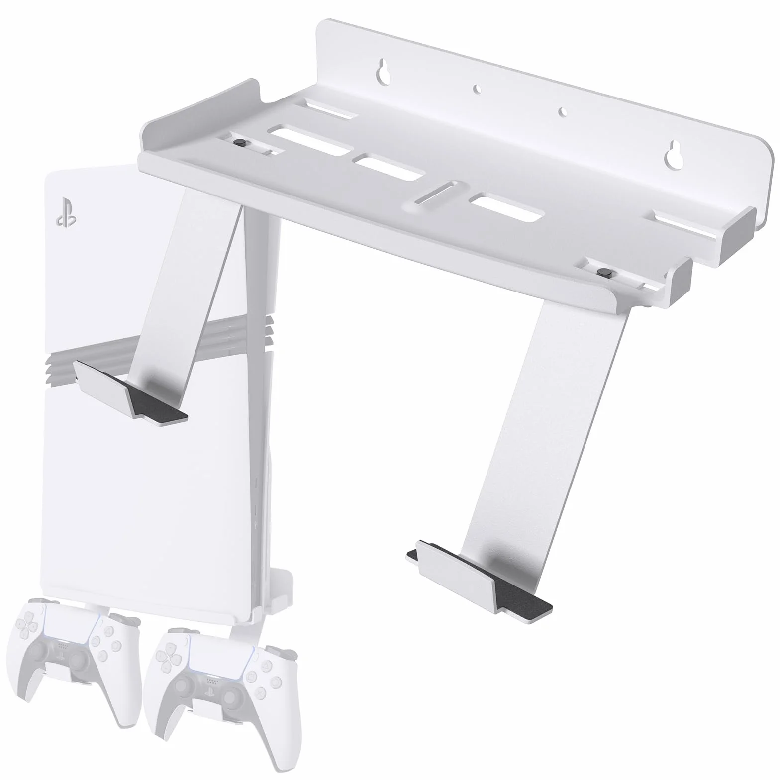 sciuU Uchwyt ścienny do konsoli i kontrolera PS5 Slim / PS5 Pro - stalowy wspornik ścienny 2mm kompatybilny z PlayStation 5 Slim wersje Disc/Digital + uchwyt na 2 kontrolery do gier