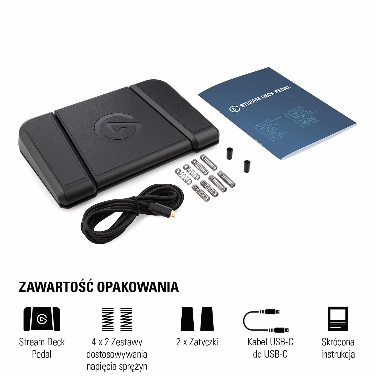 Elgato Stream Deck Pedal – kontroler do studia niewymagający użycia rąk, 3 przełączniki nożne makro, wyzwalanie działań w aplikacjach, takim jak OBS, Twitch, YouTube, działa z komputerami Mac, PC