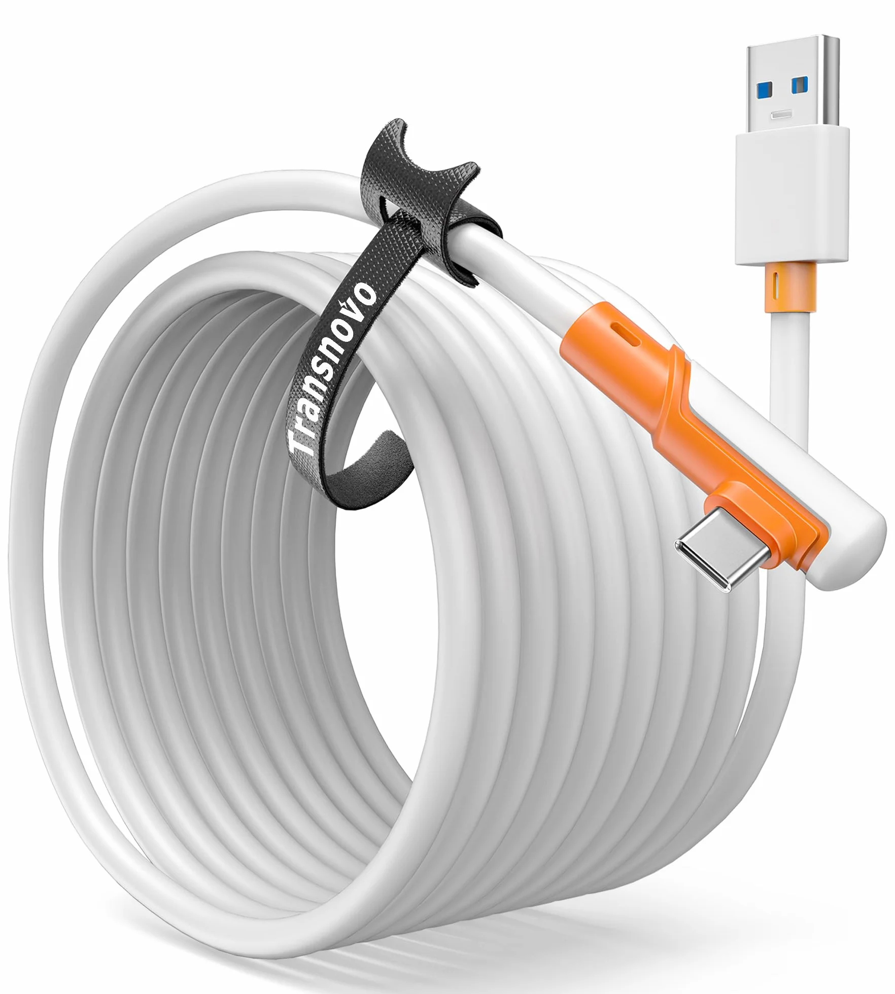 TRANSNOVO Link Cable 16ft kompatybilny z Meta/Oculus Quest 3, Quest 2/Pro/Pico 4 oraz z PC/SteamVR, 5Gbps High-Speed PC Data Transfer, USB 3.2 Gen 1 A-C Quest Link Cable do gier na VR Headset