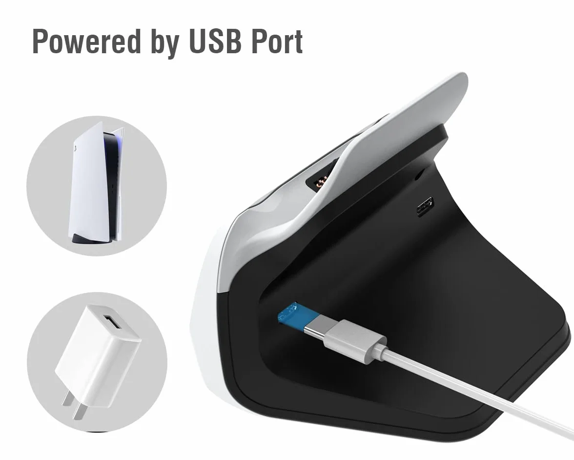 ElecGear Stacja ładująca Solo dla Kontrolera PS5, Uchwytem ściennym i Biurkiem Stacja Dokująca z ładowarką USB dla kontrolera bezprzewodowego PlayStation 5 DualSense