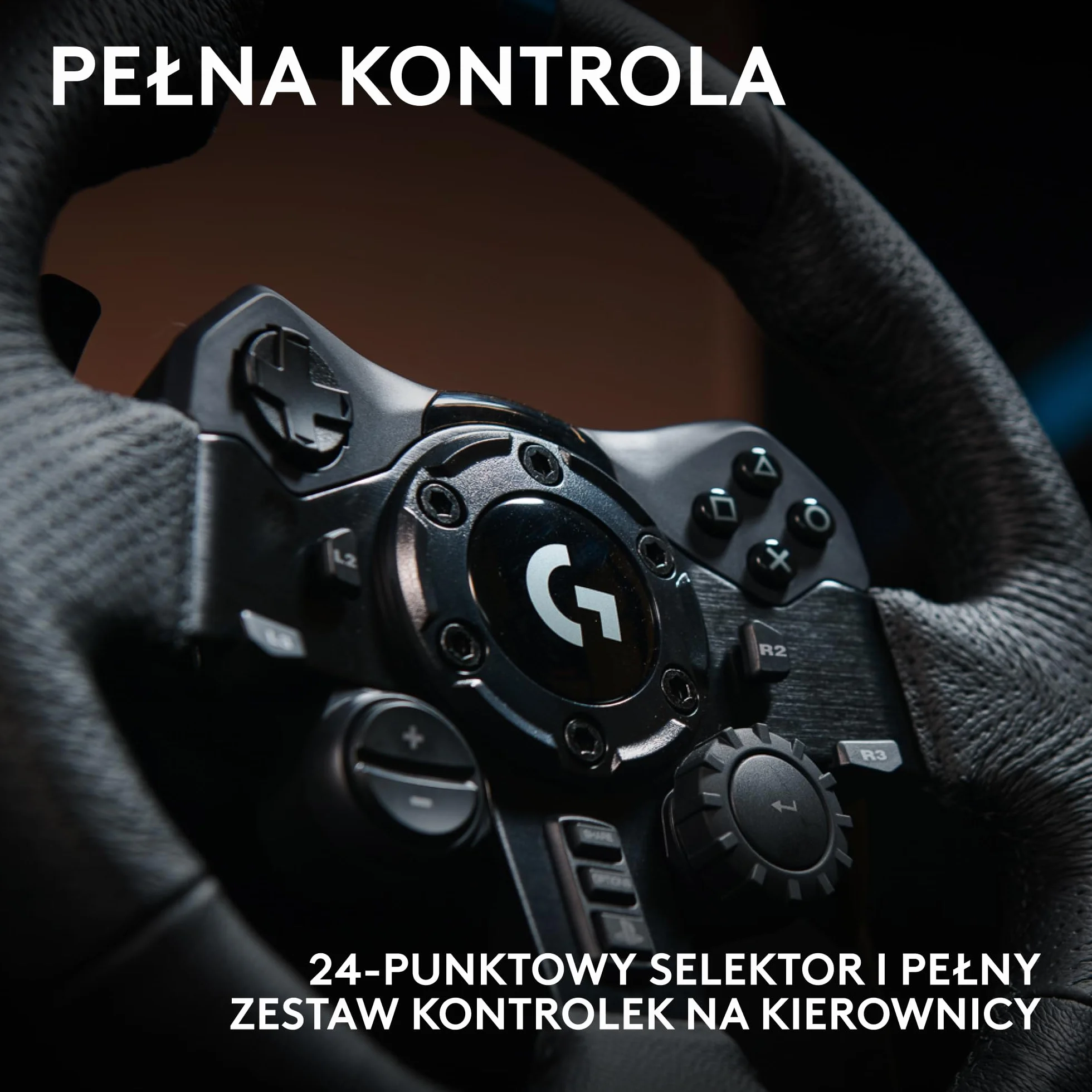 Logitech G G923 Kierownica wyścigowa i pedały, siłowe sprzężenie zwrotne TRUEFORCE 1000 Hz, responsywna forma kierowania, podwójne sterowanie uruchamianiem sprzęgła, skóry, PS5, PS4, PC, Mac - Czarny