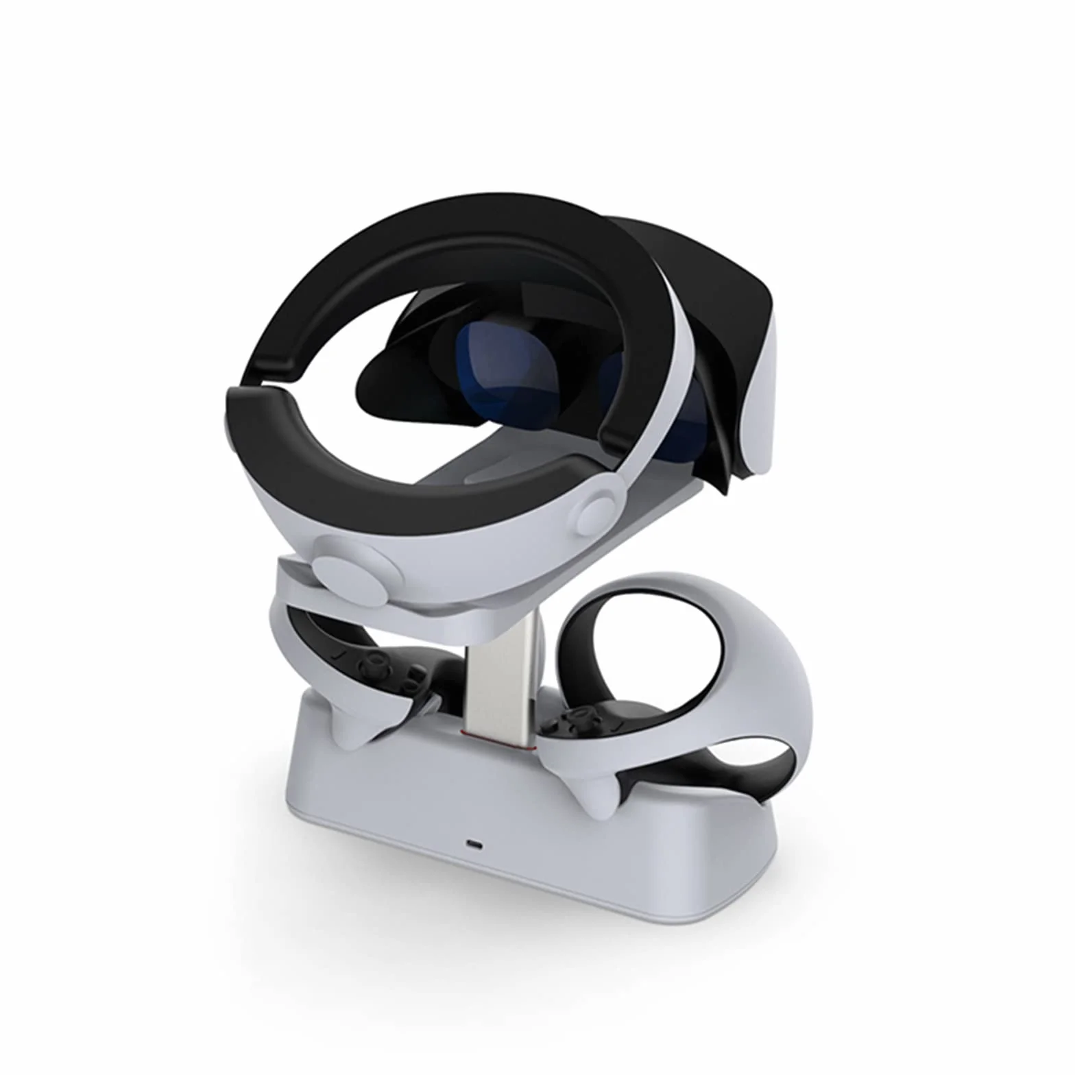 Wielofunkcyjna stacja dokująca ładująca z oświetleniem wyświetlaczowym do uchwytów PlayStation VR2 Sense, podstawa ładowarki kontrolera VR z zamontowanym stojakiem na słuchawki VR do PS VR2