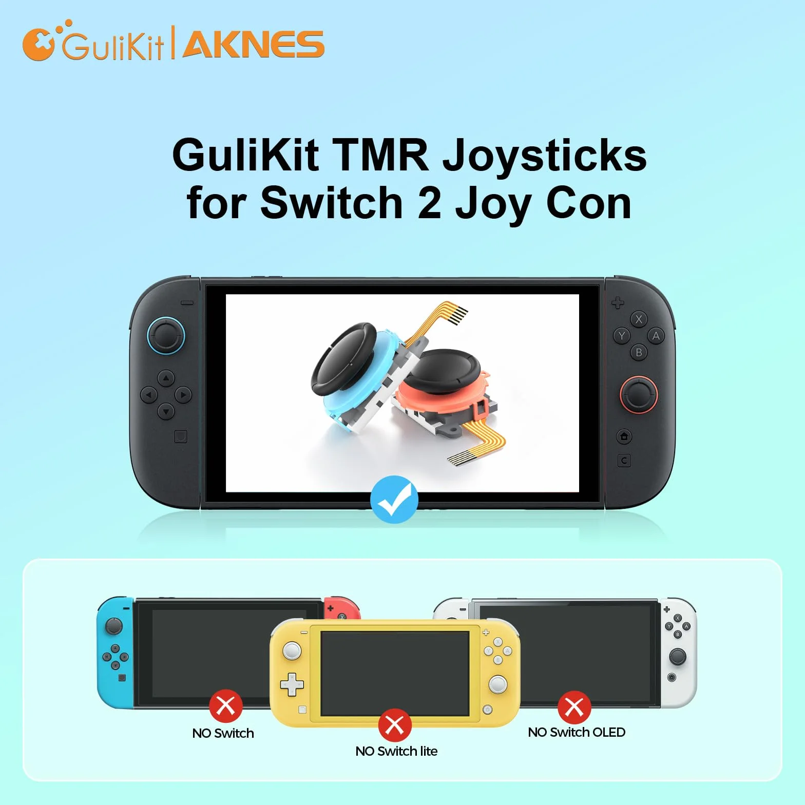 AKNES GuliKit TMR Wymiana Joysticka Kompatybilna z Nintendo Switch 2 JoyCon, Odporny na Dryf i Drgania Elektromagnetyczny Czujnik Analogowego Drążka z Narzędziem Naprawczym dla JoyCon 2 Controller