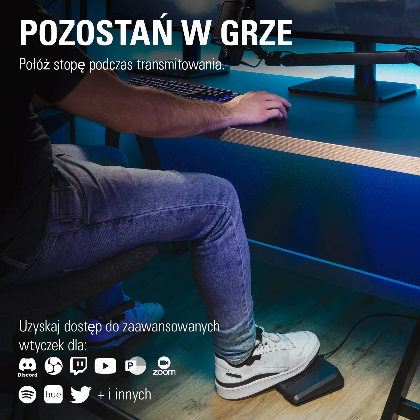 Elgato Stream Deck Pedal – kontroler do studia niewymagający użycia rąk, 3 przełączniki nożne makro, wyzwalanie działań w aplikacjach, takim jak OBS, Twitch, YouTube, działa z komputerami Mac, PC