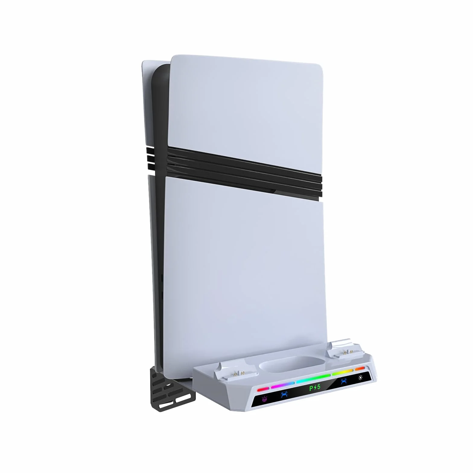 Uniwersalny stojak ścienny do PS5/PS5 Slim/ps5 Pro stojak na gamepad ładowanie wieszak na słuchawki z kontrolerem RGB Light Bar i słuchawkami uchwyt ścienny zestaw