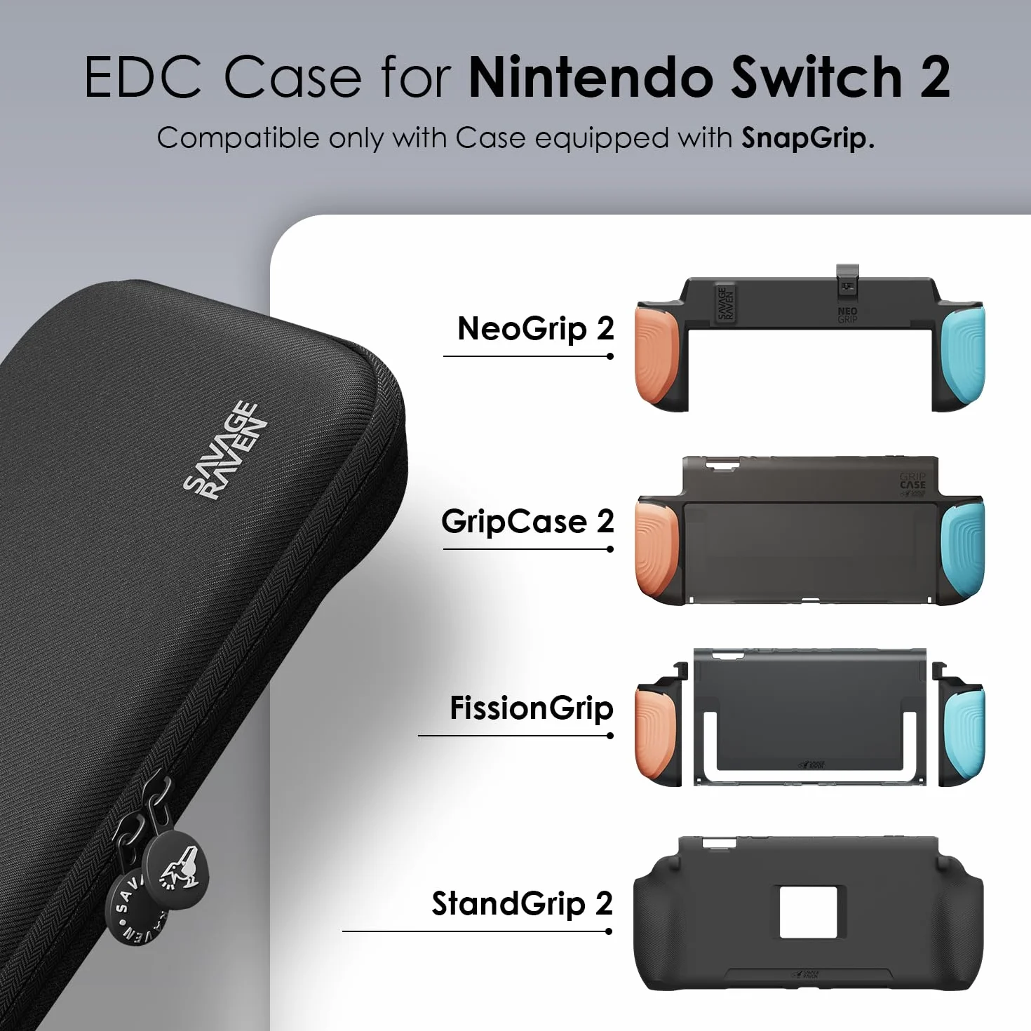 Savage Raven by Skull & Co. Every Day Slim Carrying Case for Nintendo Switch 2: Portable Hard Shell Protective Travel Case, Gaming, Console Protection