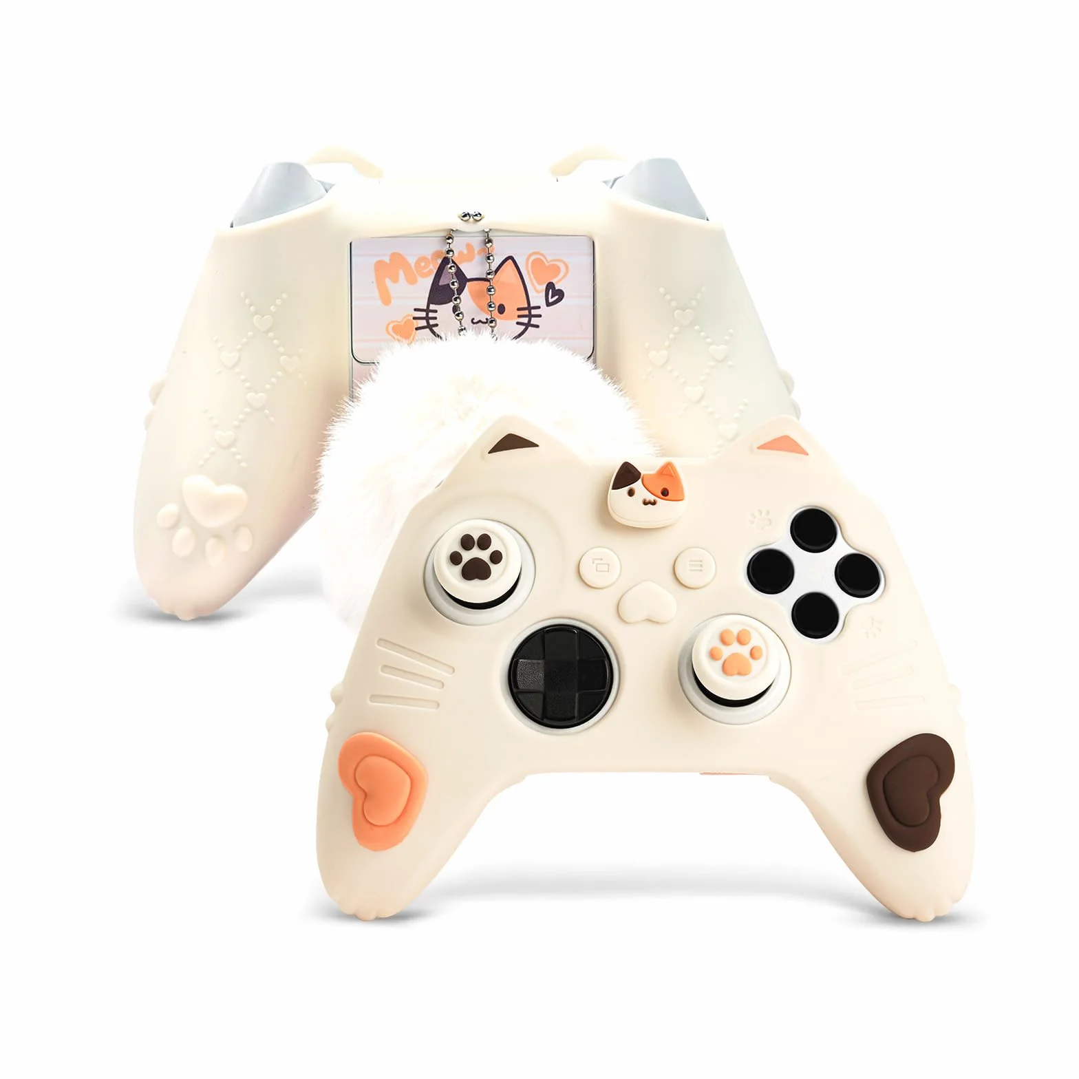GeekShare Silikonowe etui ochronne do kontrolera Xbox Series X/S, miękkie, antypoślizgowe etui z 2 nakładkami joysticka, ergonomiczny kolor uchwytu dla graczy - Calico Cat