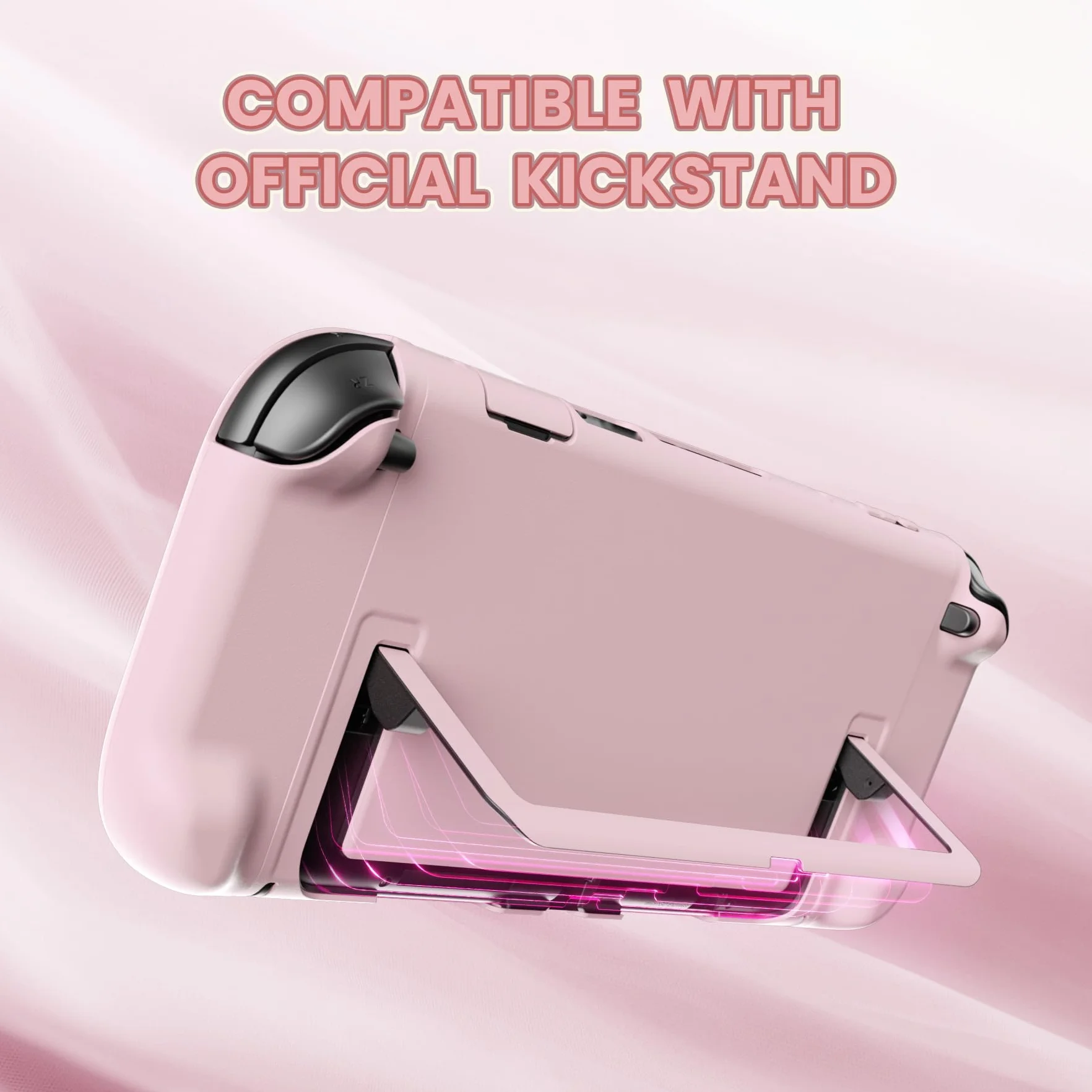 PlayVital Etui do Switch 2,Akcesorium Ochronne do Switch 2,Osłona Grip do Joycon z Nakładką na Joystick/Naklejką/Osłoną Przycisków, Sztywne Etui Kompatybilne z Dockiem–Różowy Kwiat Wiśni