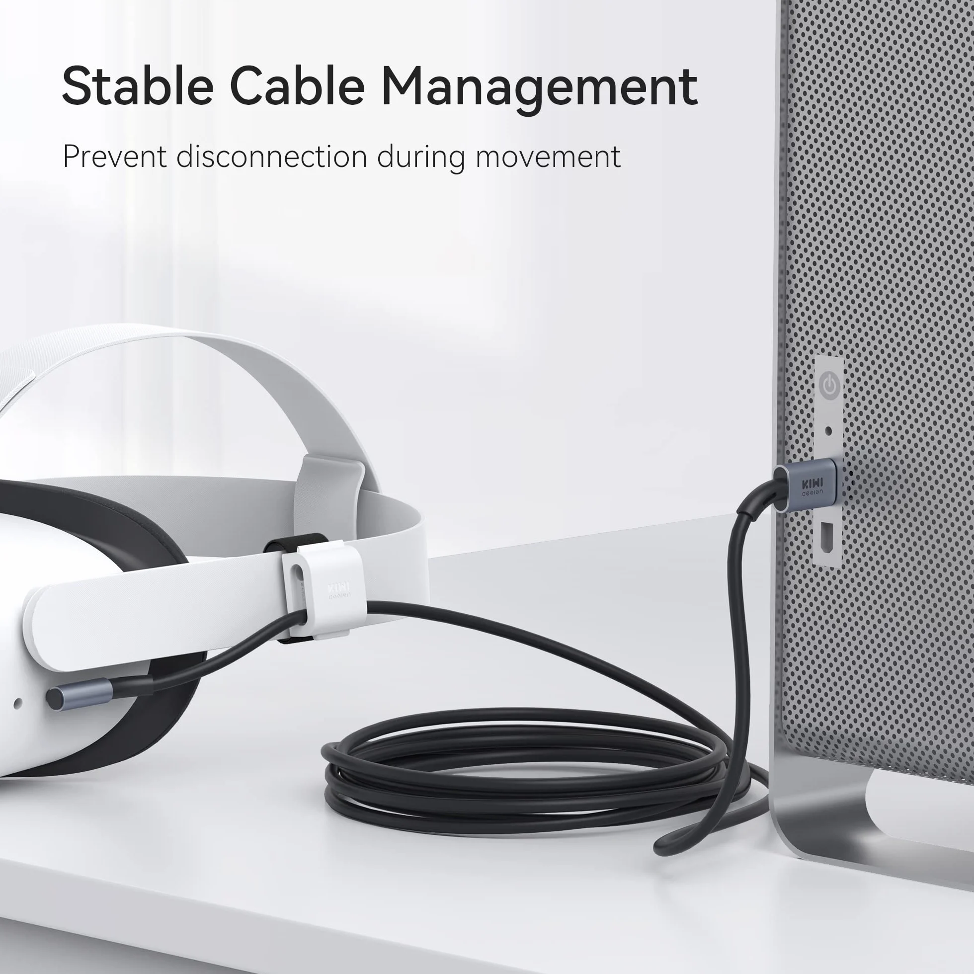 KIWI design Kabel łączący 5 metrów kompatybilny z akcesoriami Quest 3/2, z klipsem na kabel