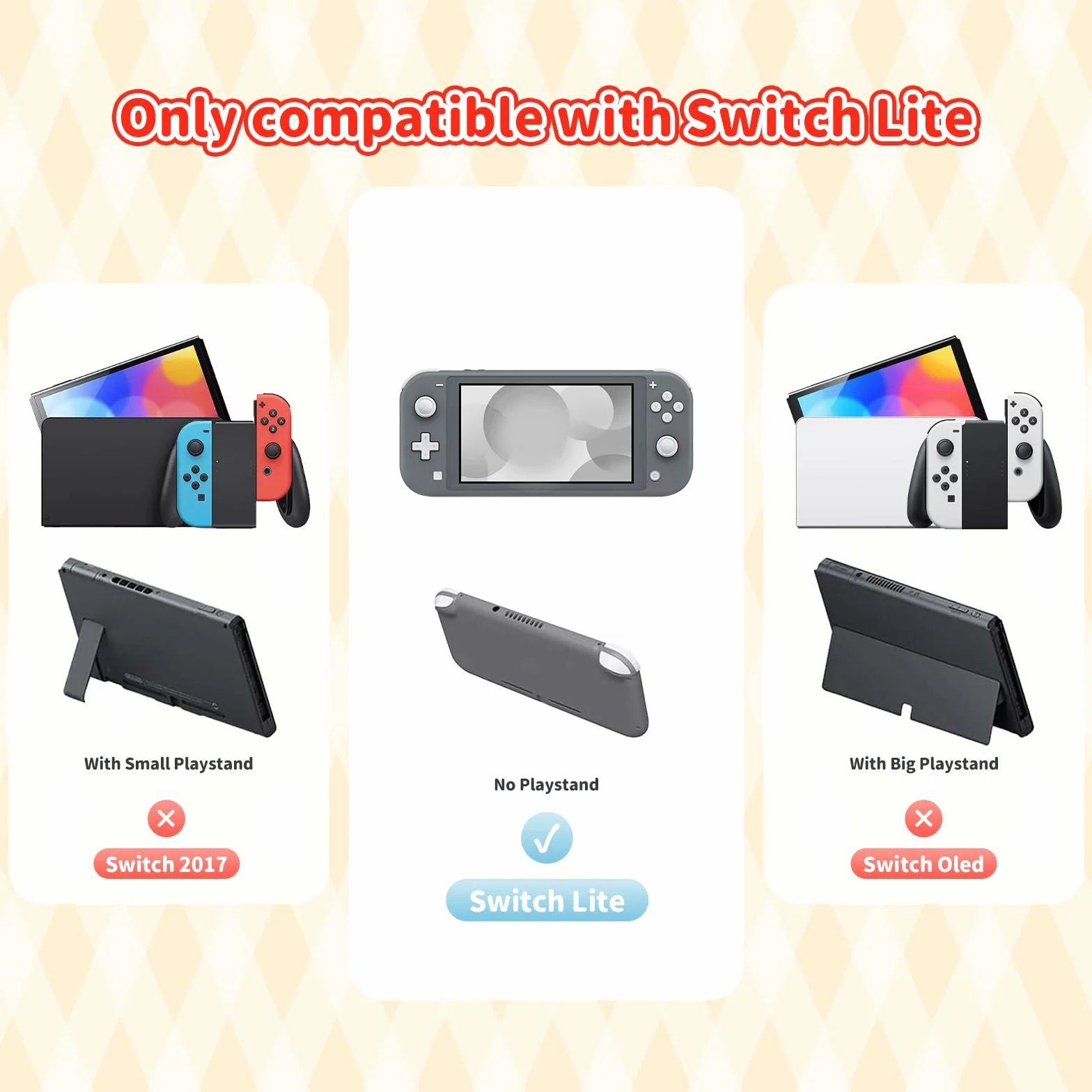 Kuitmor Etui ochronne do Switch Lite, Miękka Silikonowa Osłona, Zabezpieczenie przed Zarysowaniami z 2 Nakładkami na Drążki - Kremowy Biały