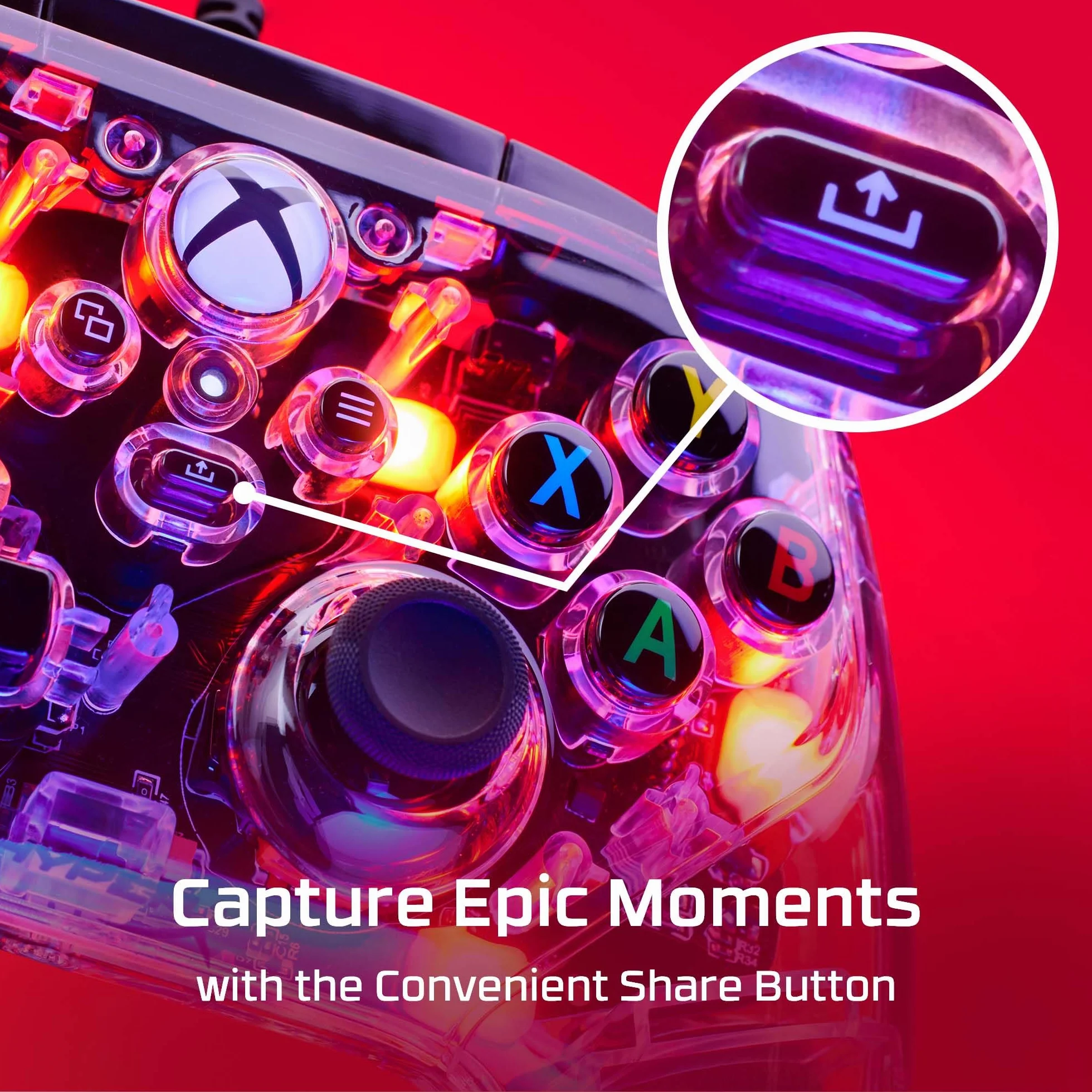 HyperX Clutch Gladiate RGB przewodowy kontroler do Xbox One, Xbox Series X|S, Windows 10/11, Joystick, Gamepad, silniki wibracyjne, z podwójnym silnikiem wibracyjnym, RGB