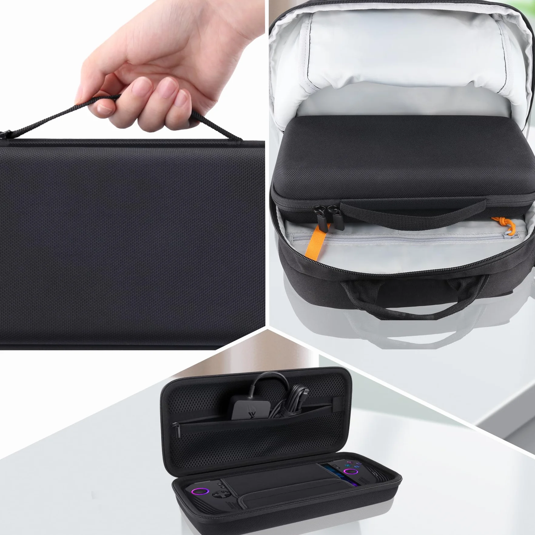 co2CREA Etui podróżne do konsoli do gier ASUS ROG Ally/ASUS ROG Ally X 2024, Czarny, For ROG Ally X 2024, Nowoczesny