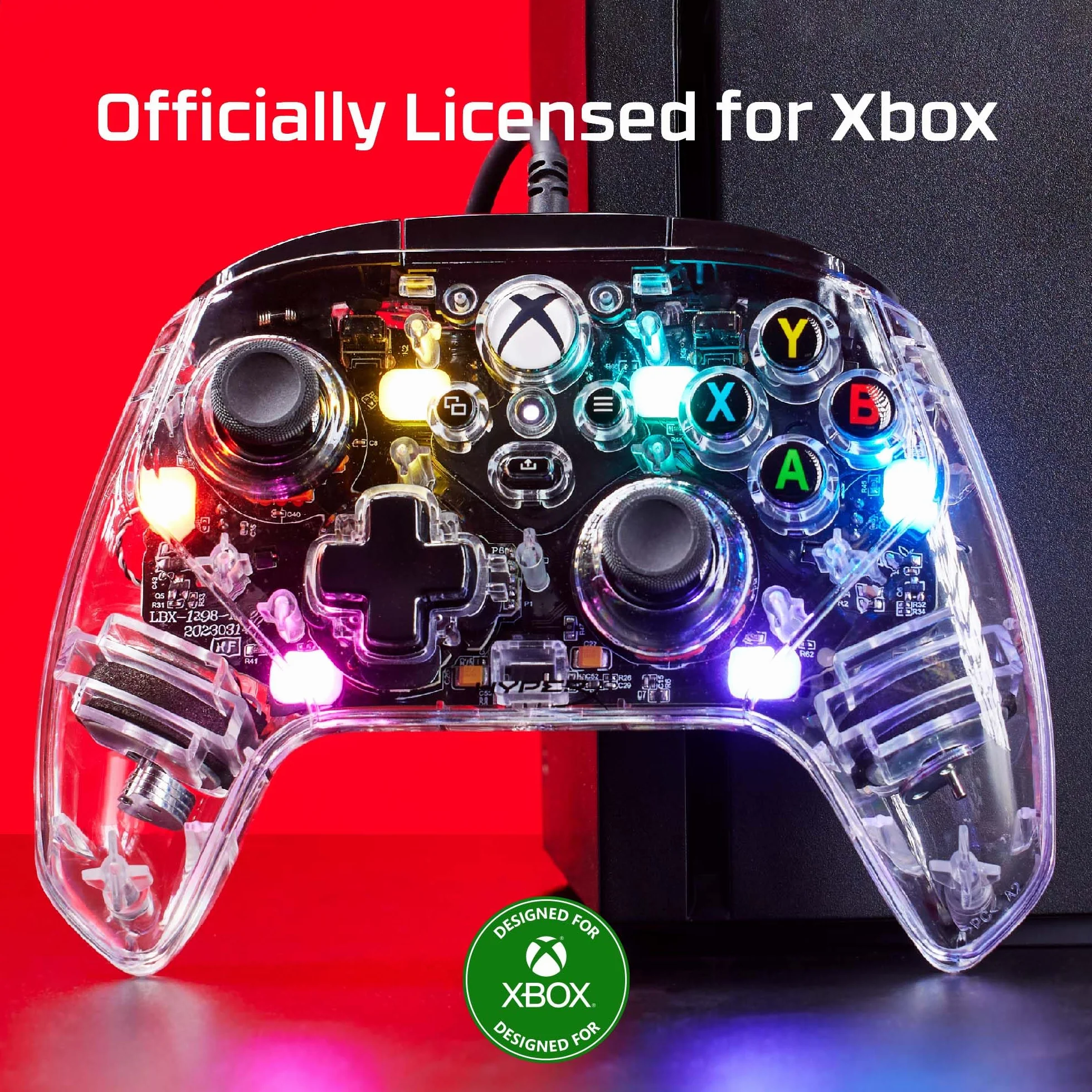 HyperX Clutch Gladiate RGB przewodowy kontroler do Xbox One, Xbox Series X|S, Windows 10/11, Joystick, Gamepad, silniki wibracyjne, z podwójnym silnikiem wibracyjnym, RGB