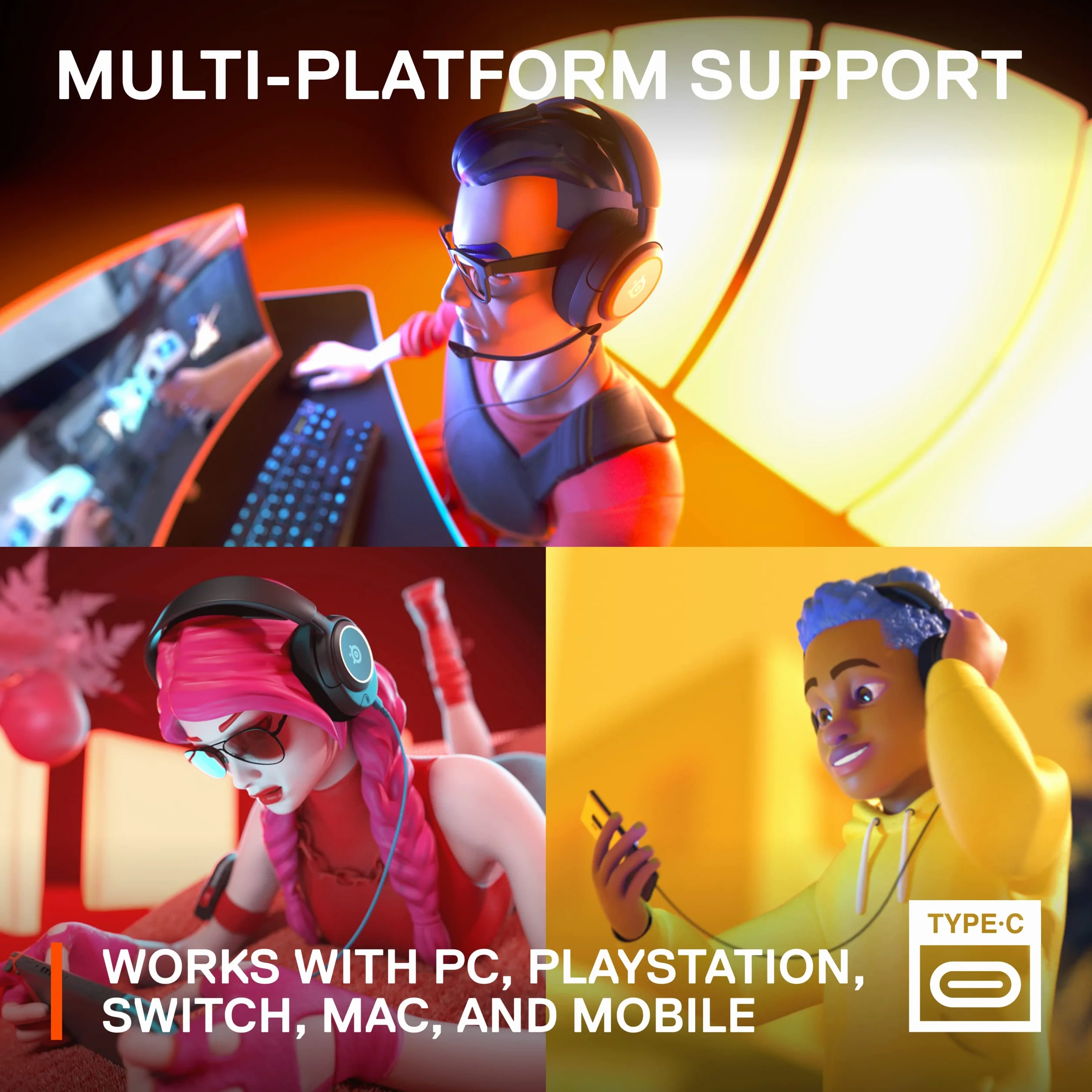SteelSeries Nowy wieloplatformowy zestaw słuchawkowy do gier Arctis Nova 3 - Signature Arctis Sound - mikrofon ClearCast Gen 2 - PC, PS5/PS4, Xbox Series X|S, przełącznik, telefon