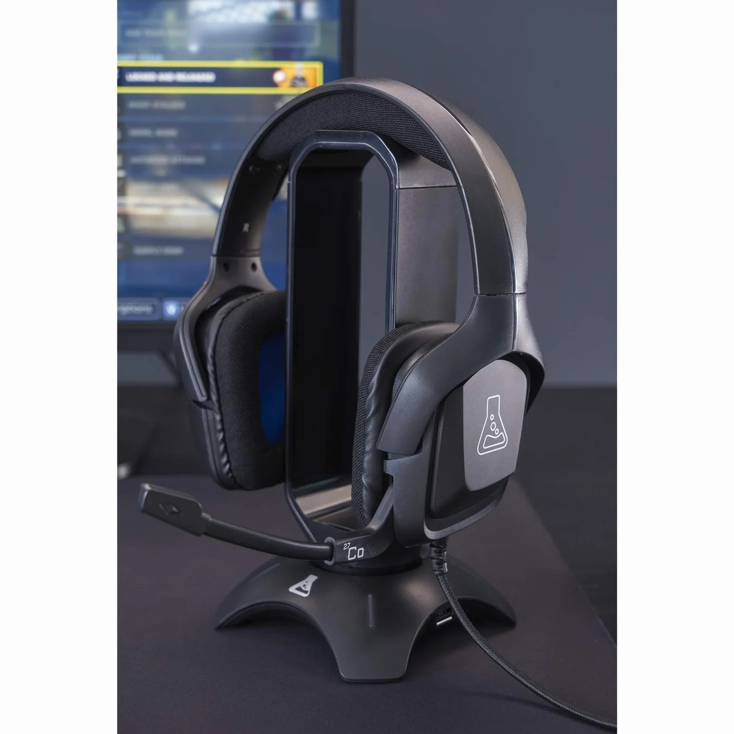 THE G-LAB KORP Cobalt Zestaw słuchawkowy dla graczy - Zestaw słuchawkowy stereo audio dla graczy, ultralekki, mocny bas - mikrofon 3,5 mm Jack dla PC PS4 PS5 Xbox One Switch Smartphone (czarny)
