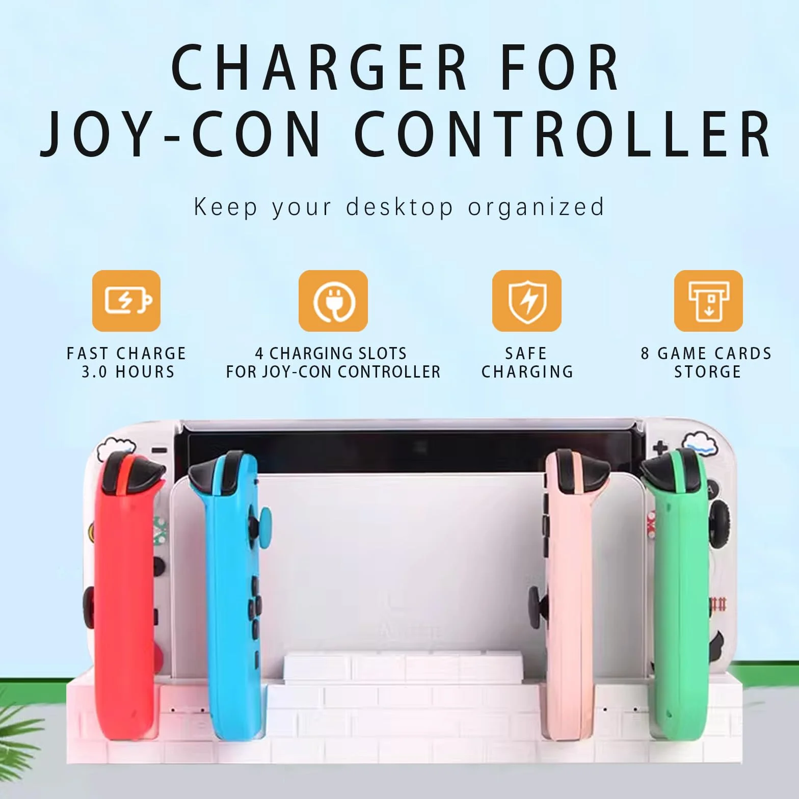 Stacja ładująca do przełączników/przełączników OLED, ładowarka do kontrolera Joy-Con, ładowanie 4 kontrolerów jednocześnie, wskaźnik ładowania pokazuje stan naładowania (biały)
